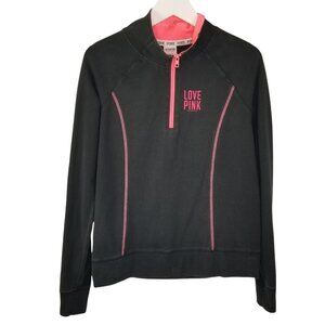 Victoria's Secret PINK Women's Medium Black 1/4 Zip Long Sleeve READ